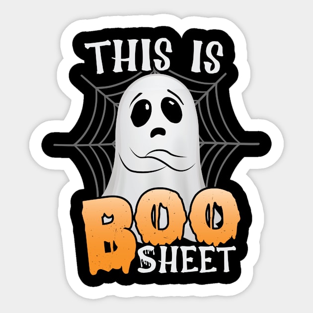 This is boo sheet funny Halloween spiderweb Sticker by CaptainHobbyist